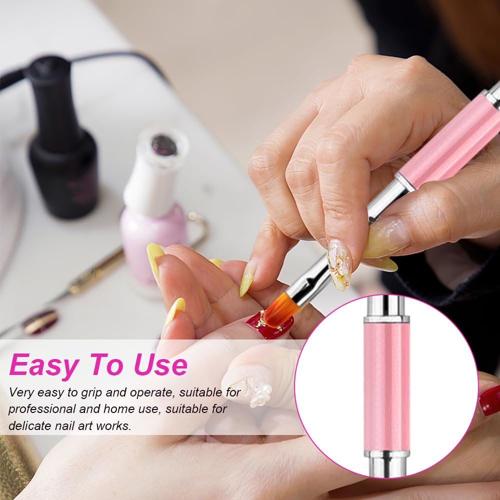 Dual-ended Nail Art Penna, 2 Pcs Pennello Gel Unghie Ricostruzione, 2 in 1 Nail Art Brush Dual Ended, Unghie Dual End Pennello in Gel, Strumento Per Manicure Fai Da Te