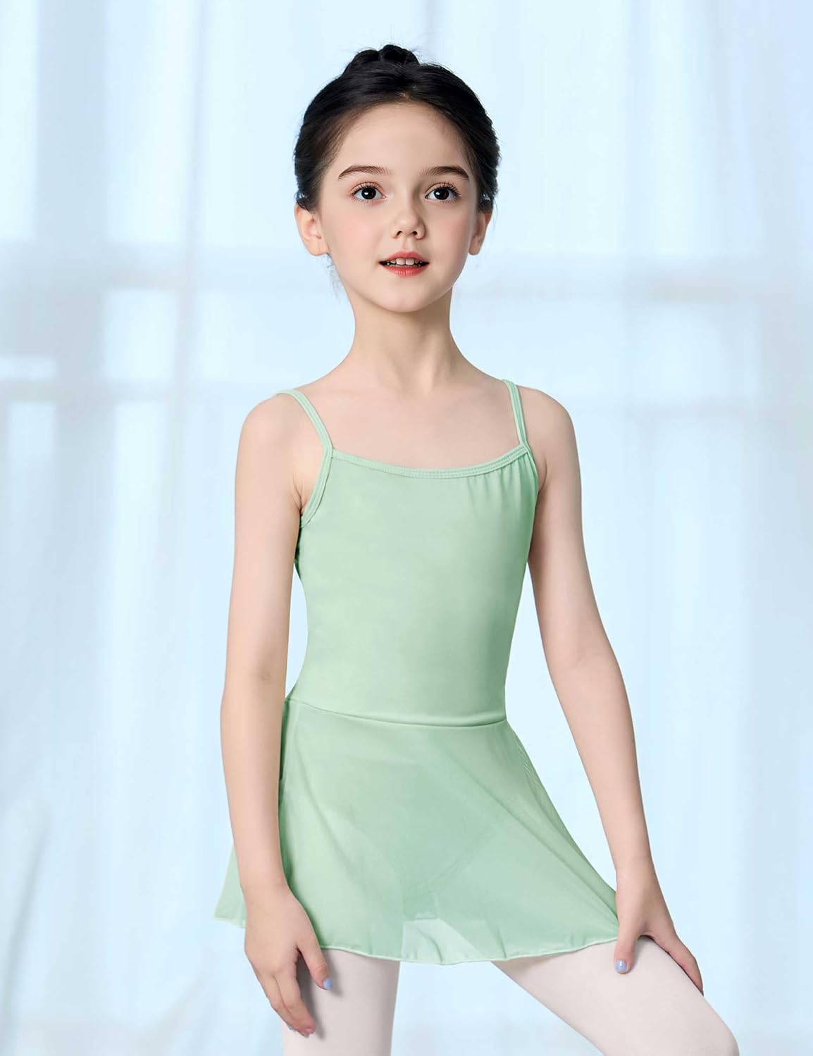 Daydance Spandex Toddler Girls Dance Leotards with Mesh Skirt, Camisole Ballet Dress - Image 3