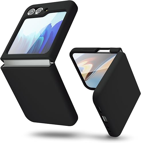 oakxco Funda para teléfono Samsung Galaxy Z Flip 5, agarre de silicona líquida, bonita funda delgada de goma suave TPU lisa de gel liso para mujeres