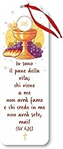 Fratelli Bonella | Religious Bookmark with First Communion Symbols Made with Wood Fibres Also Used as Close Pack with Red Cord | Made in Italy