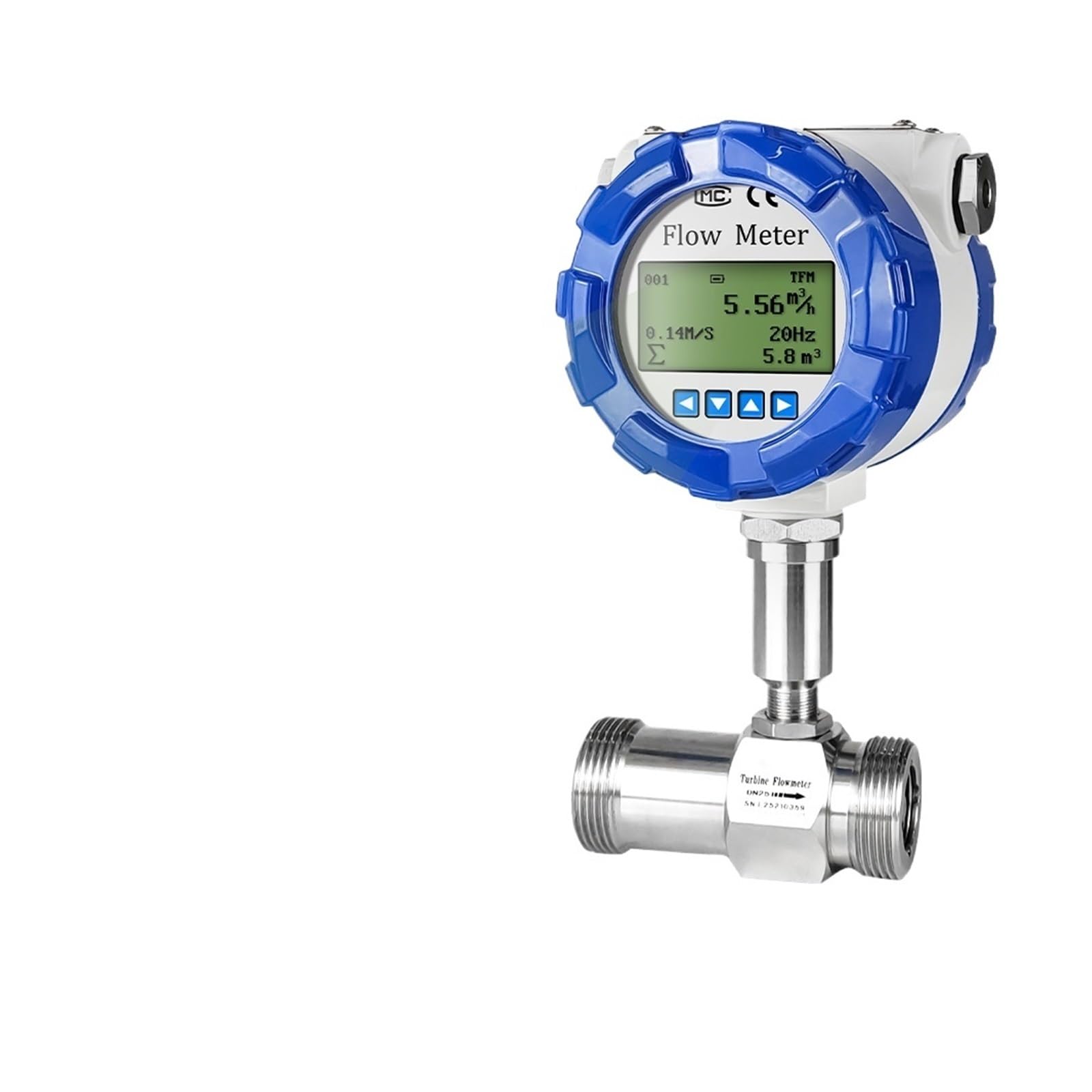 LEOTNNDQ Turbine Flowmeter DN4-DN100 Water Flow Meter Digital Water Flow Sensor(DN4 SS304)