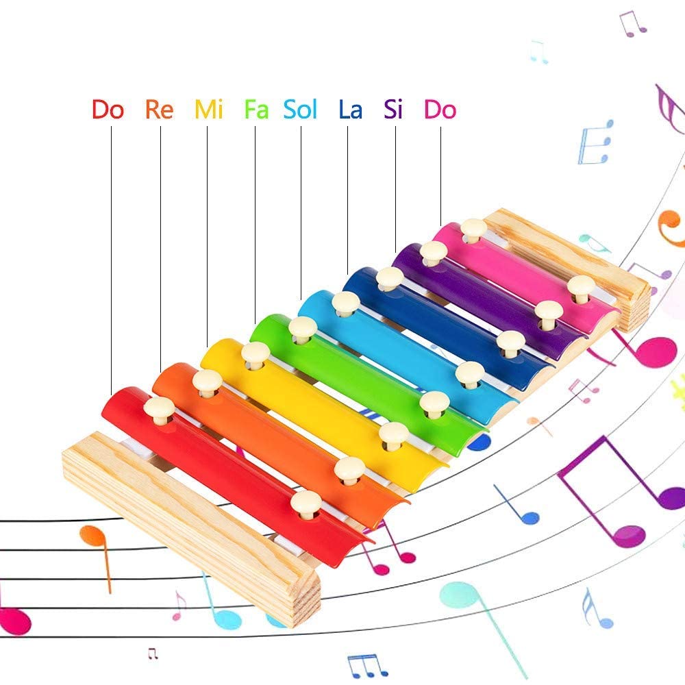 Craft Expertise Wooden Xylophone Musical Toy for Kids – 8 Notes, 2 Sticks, Multicolor Instrument for Toddlers, Wooden & Iron, 9 Inches – Montessori Music Toy for 3+ Years 3