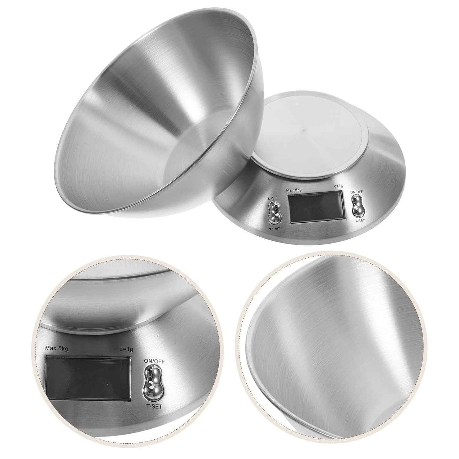 Amosfun Multifunctional Digital Kitchen Scale 5000g Capacity Stainless Steel Measuring Scale Weight Grams Ounces for Baking Cooking and Meal Prep