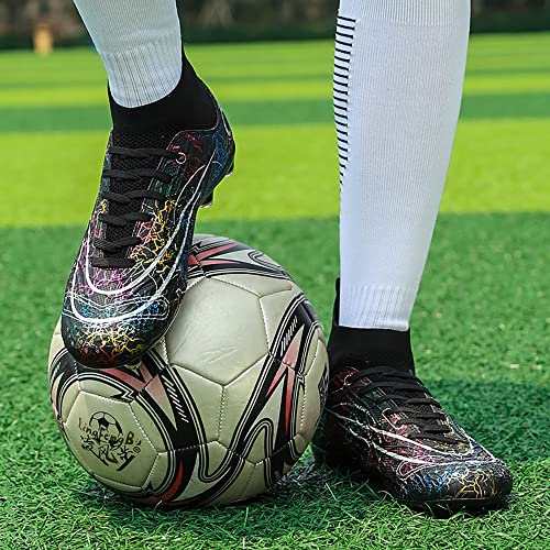 Foto von PiDaGlobal Fußballschuhe Herren High Top Spike Cleats Fussballschuhe Jugendliche Athletics Trainingsschuhe Professionelle Outdoor Sportschuhe Fußball Stiefel 39EU Schwarz