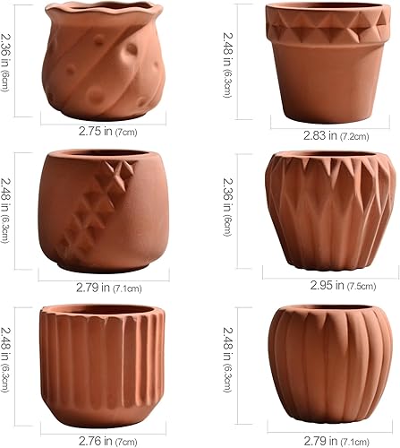 Miniatura 7 de Juego de 6 macetas de porcelana simples blancas para macetas pequeñas, cactus suculento para bebé, con drenaje y platillo para decoración del hogar