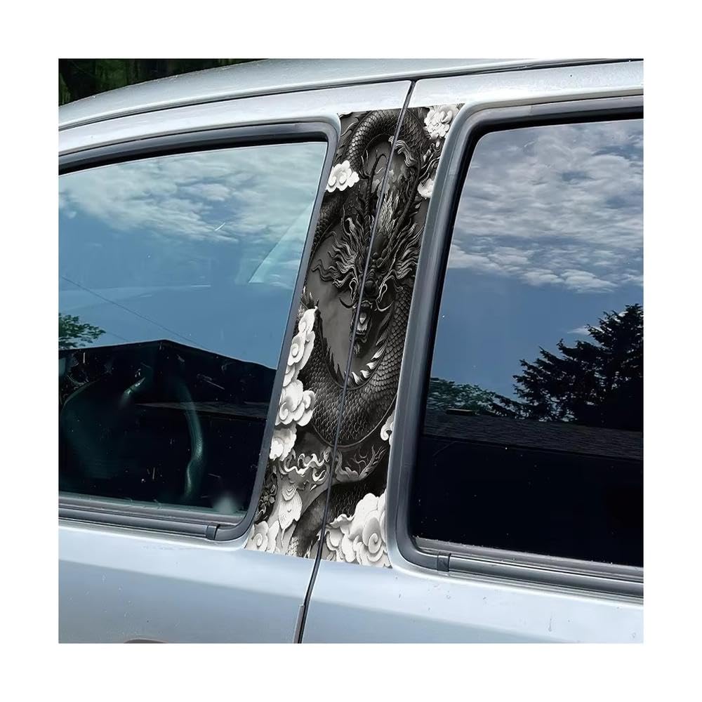 Bertdcx One Color 2 Pieces Of Automotive B-Pillar Dragon Glossy Material Protective Film Auto Parts