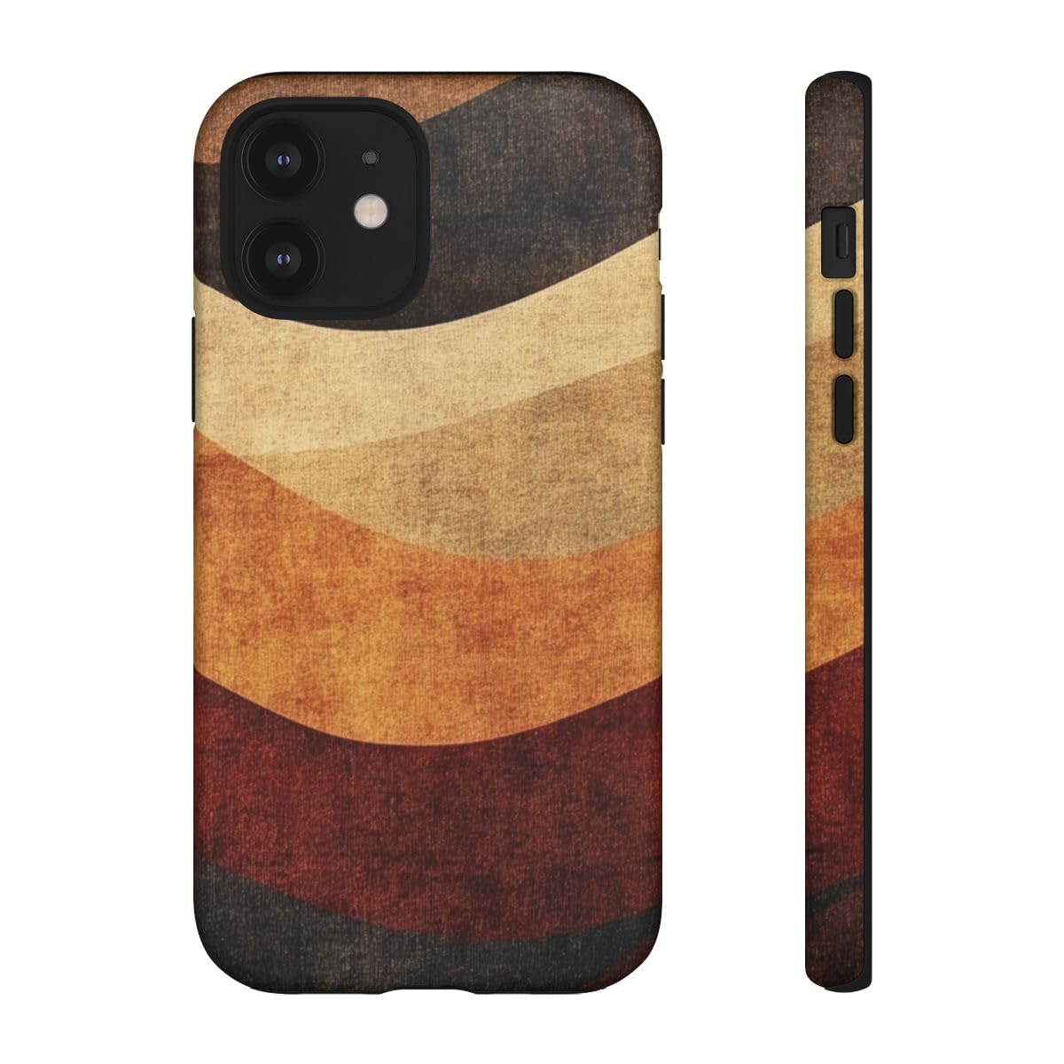 Coque rigide mate iPhone 12 marron évite rayures traces vagues - 2