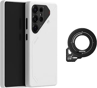 Aulumu S25 Ultra Galaxy Vegan Leather Magnetic Case + G09 Magnetic Ring Grip,Includes S25 White + G09 Black
