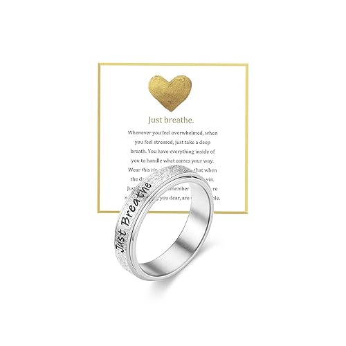 Just Breathe Ring for Women Stainless Steel Fidget Spinner Rings