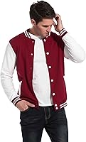 Vista 2 de COOFANDY - Chaqueta universitaria de moda para hombre, informal, ajustada y de algodón, chaqueta del equipo, de béisbol, cazadora