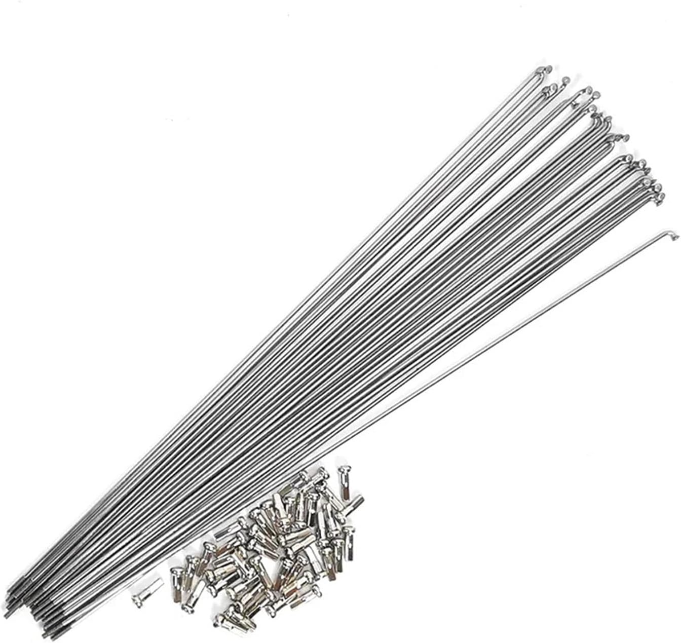 Bicycles Spokes 14G 2.0mm Round Spokes J-Bend/Straight Pull Head Fit for Bike Spokes Silver Fit for Bicycles Spokes with Copper Cap Bike Spoke Parts