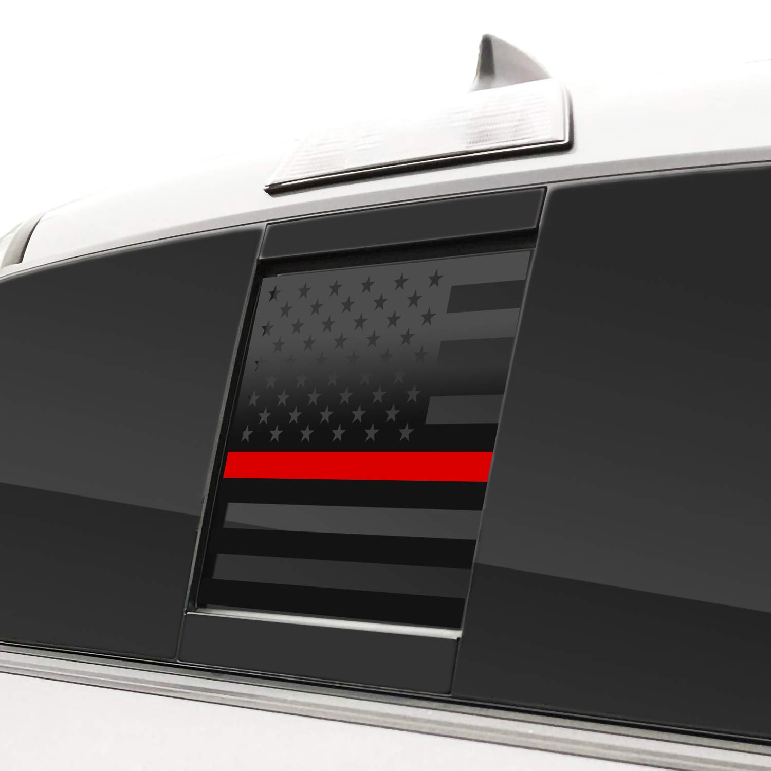 Bogar Tech Designs Rear Middle Window American Flag Vinyl Decal Compatible with Tacoma 2016-2023, Thin Red Line