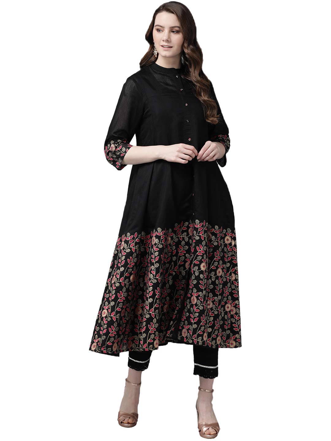 JuniperWomen's Chanderi Floral Regular Kurta