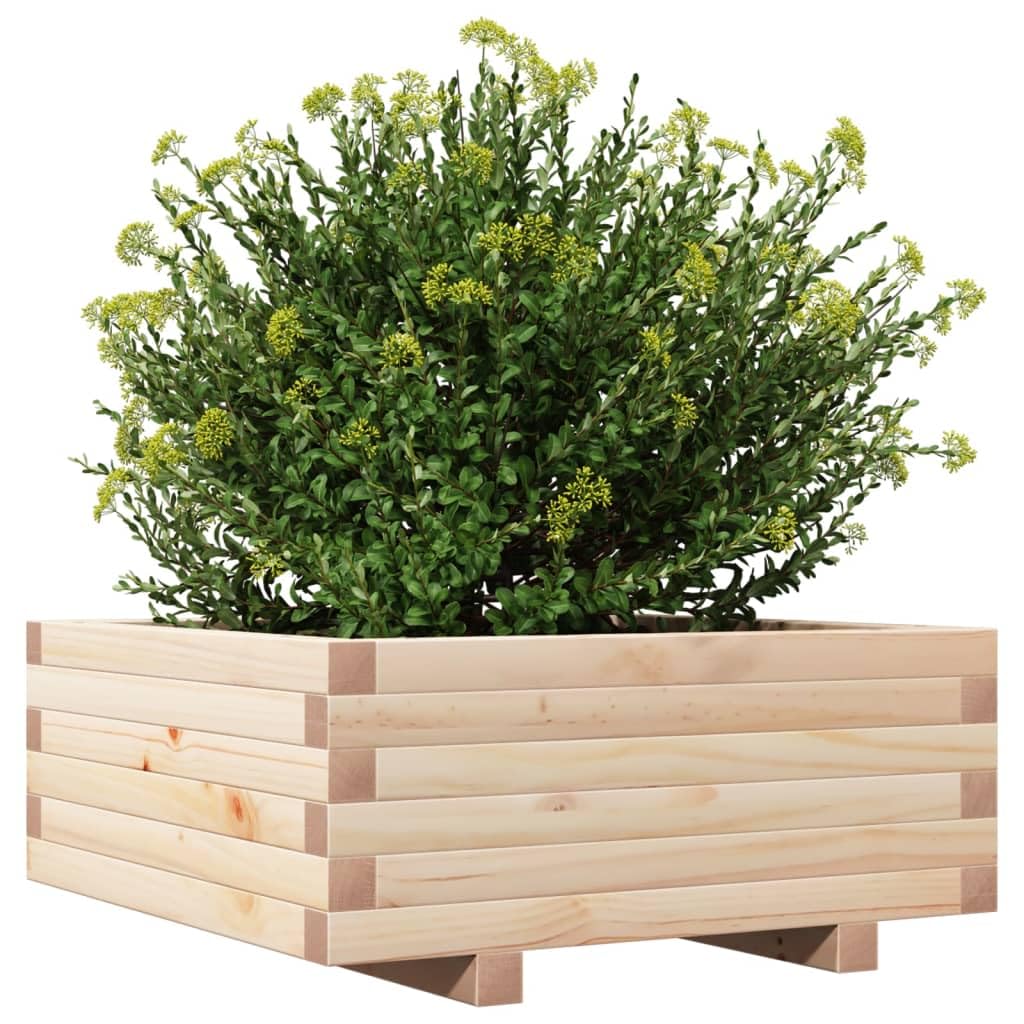 Donica ogrodowa z litego drewna sosnowego 60x60x26,5 cm duża skrzynka na kwiaty warzywa zioła stabilna rama drewniana dekoracyjna do ogrodu tarasu balkonu