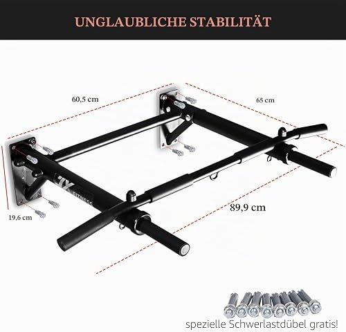 JX FITNESS Pull Up Bar Wall Mounted Chin Up Bar Home Gym Punch Bag and TRX Training Hook Exercise Bracket Upper Body Workout Bar - 7