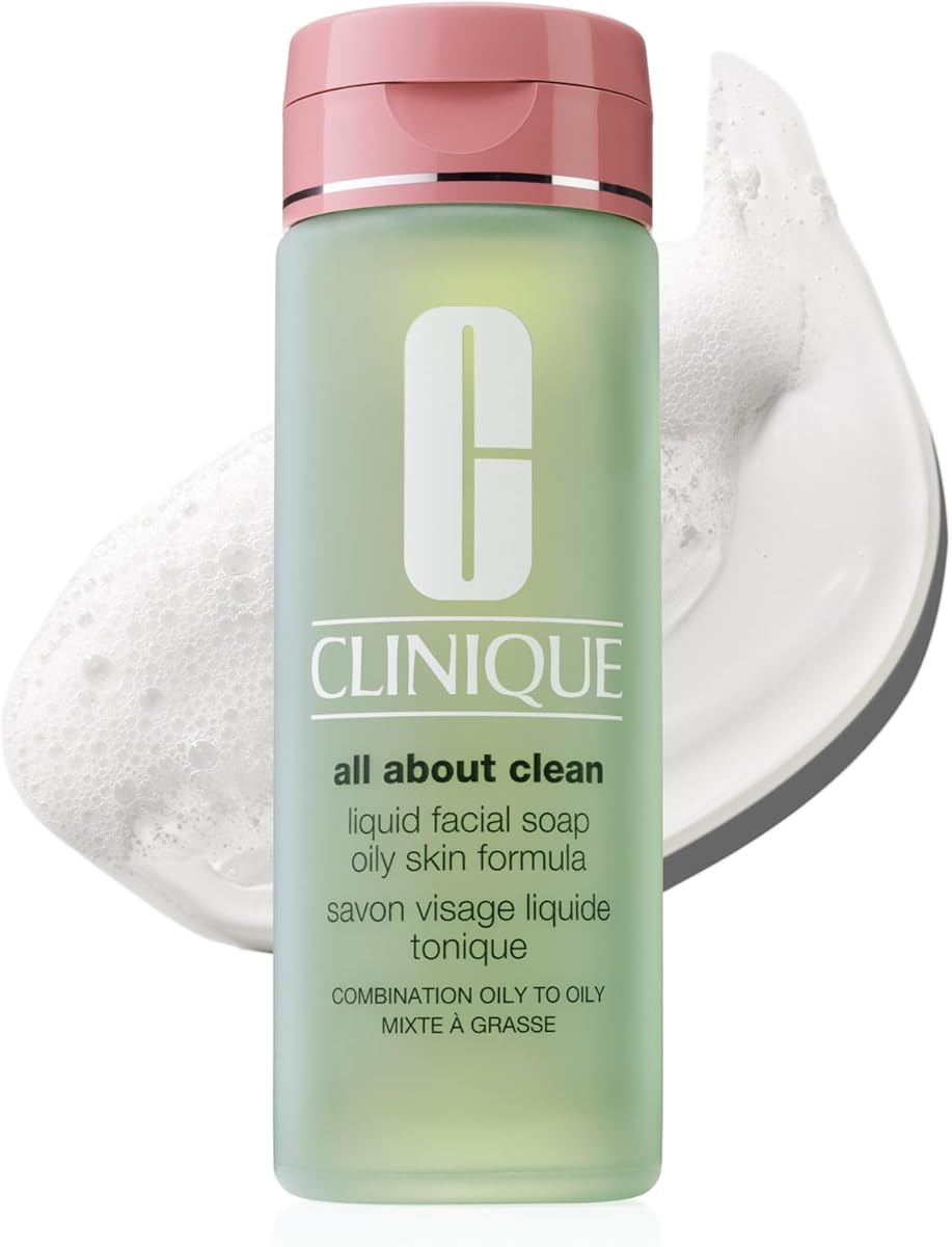 Clinique All About Clean Liquid Facial Soap | Gentle Face Cleanser For Oily Skin | Type 3 & 4 Face Wash | Step 1 in 3-Step Skin Care Routine