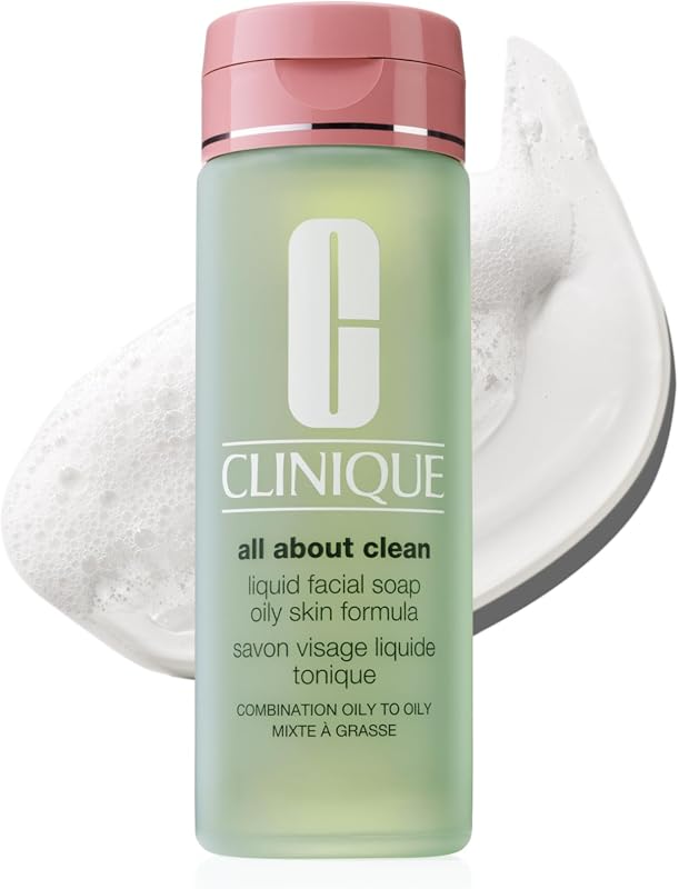Clinique Todo sobre el jabón facial líquido limpio | Limpiador facial suave para la piel grasa | Lavado facial tipo 3 y 4 | Rutina de cuidado de la piel paso 1 en 3 pasos