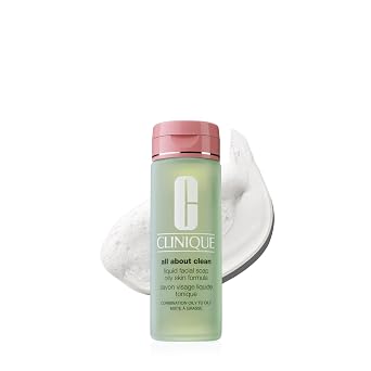 Clinique All About Clean Liquid Facial Soap | Gentle Face Cleanser For Oily Skin | Type 3 & 4 Face Wash | Step 1 in 3-Step Skin Care Routine