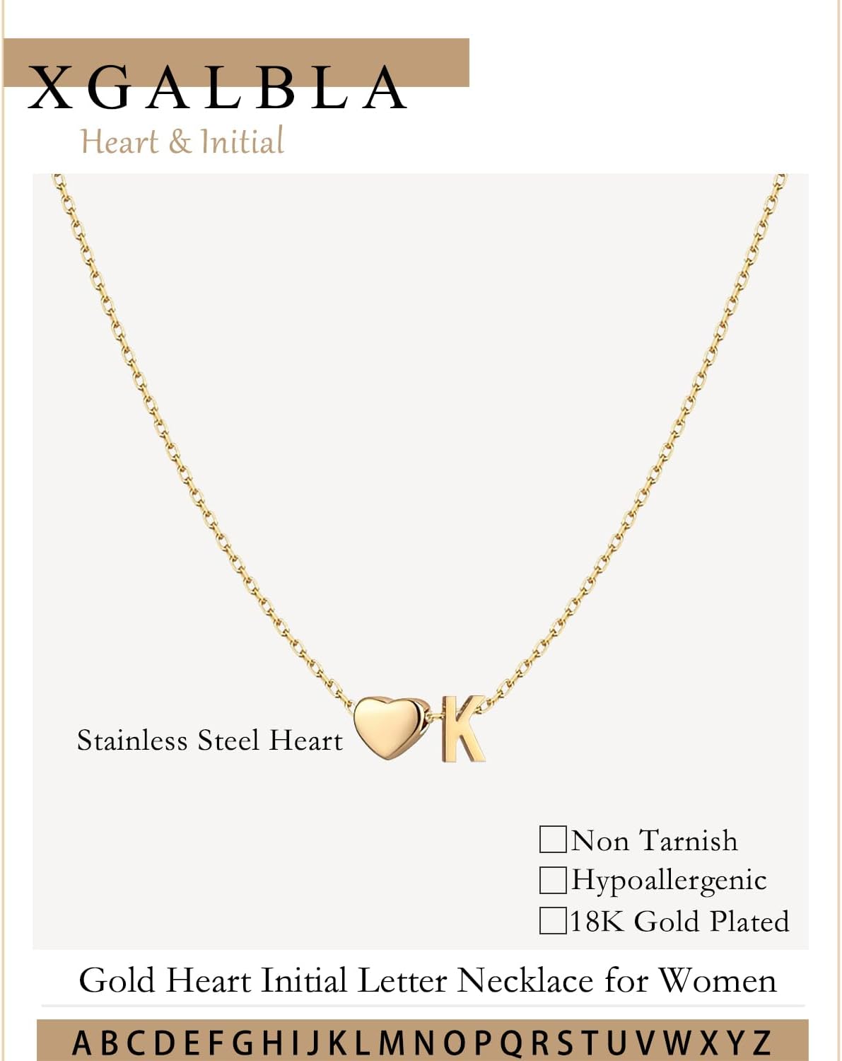 XGALBLA Heart/Butterfly/Cross Initial Heart Necklace,Gold tone Stainless Steel Letter Necklace Personalized Monogram Name Jewelry Birthday Gifts for Women - Image 2