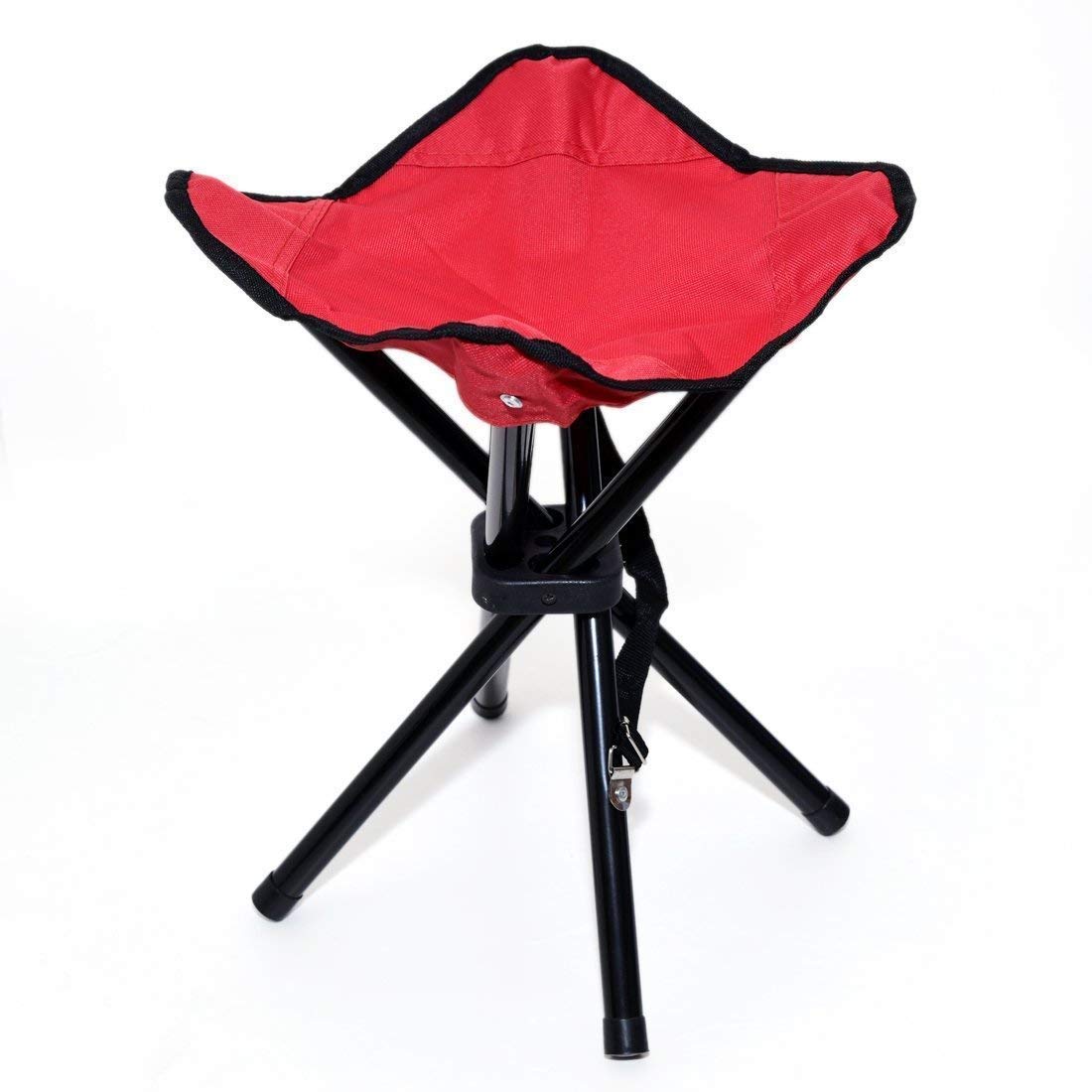 Camping Folding Stool (Multi) Portable 4 Legs Chair Tripod Seat for Outdoor Hiking Fishing Picnic Travel Beach BBQ Garden Lawn with Strap Oxford Cloth Small Size