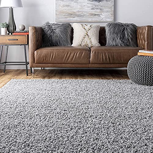 Image of Urban Modern Decor Featuring Soft Shaggy Carpet & Rug for Your Bedroom and Livingroom [Size-5x7 feet & Color-Silver].