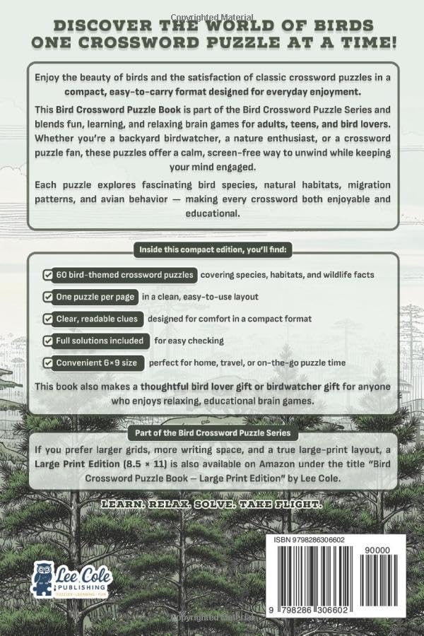 Image of Birds Crossword Puzzle Book: 60 Fun & Educational Puzzles with Facts on Bird Species, Habitats, and Avian Life - Great for Nature Lovers of All Ages | 6x9 inches, 122 pages Gift for Vacations, Holidays and Free Times