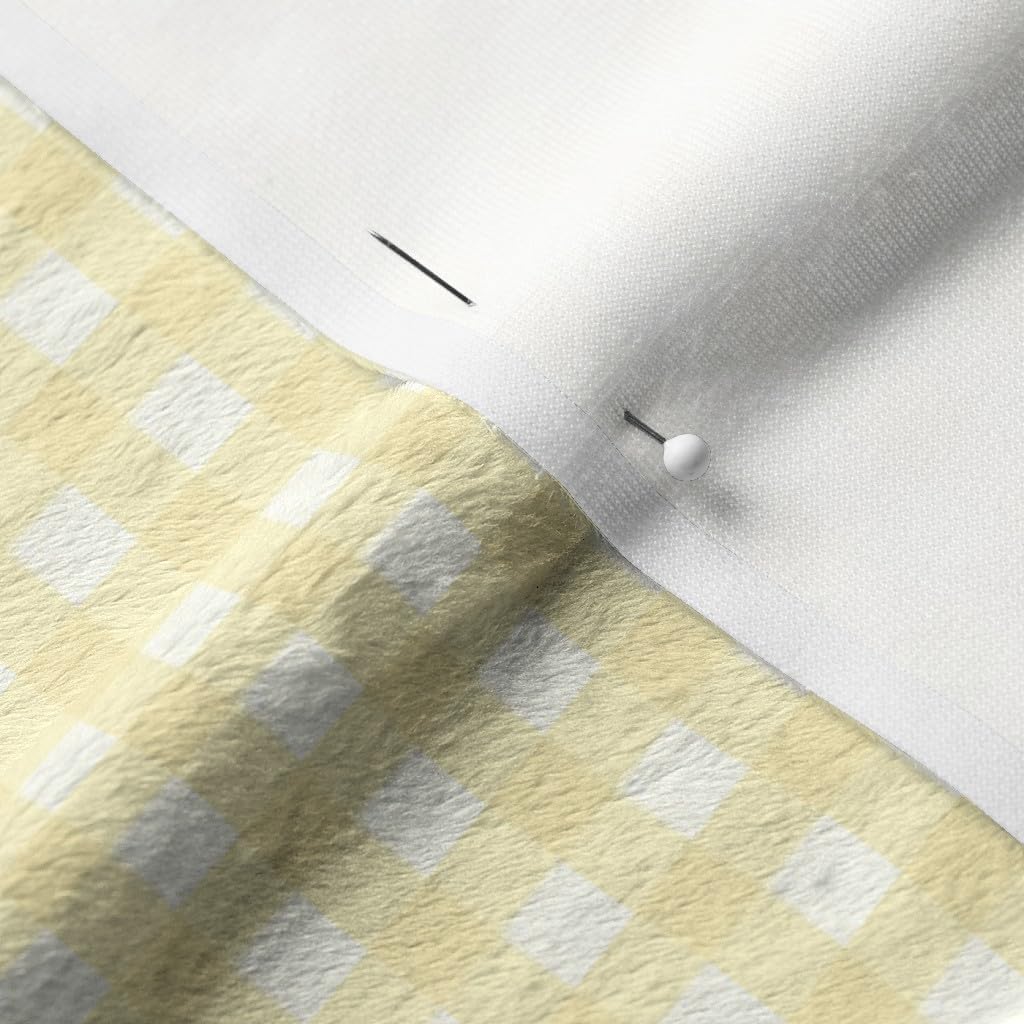 Spoonflower Fabric - Pale Sunshine Gingham Yellow Lemon Check Plaid Printed on Minky Fabric by The Yard - Sewing Baby Blankets Quilt Backing Plush
