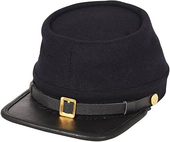 Civil War Union Army Leather Peak Kepi, Complete Navy Blue Kepi Hat