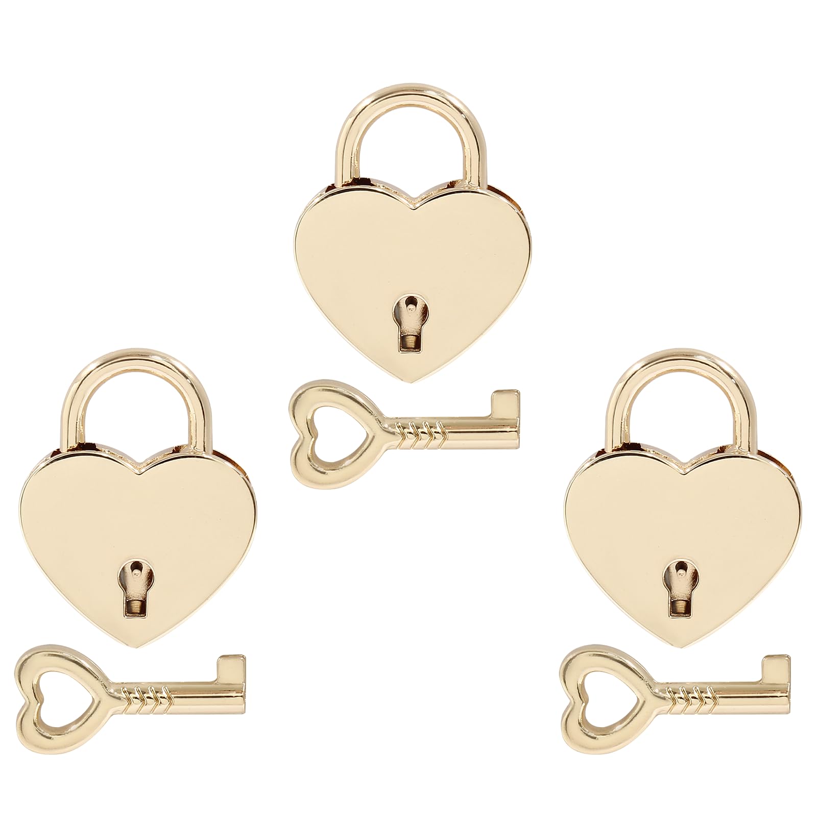 Piutouyar 3 Pcs Heart Shaped Lock, Gold Metal Padlock, Small Cute