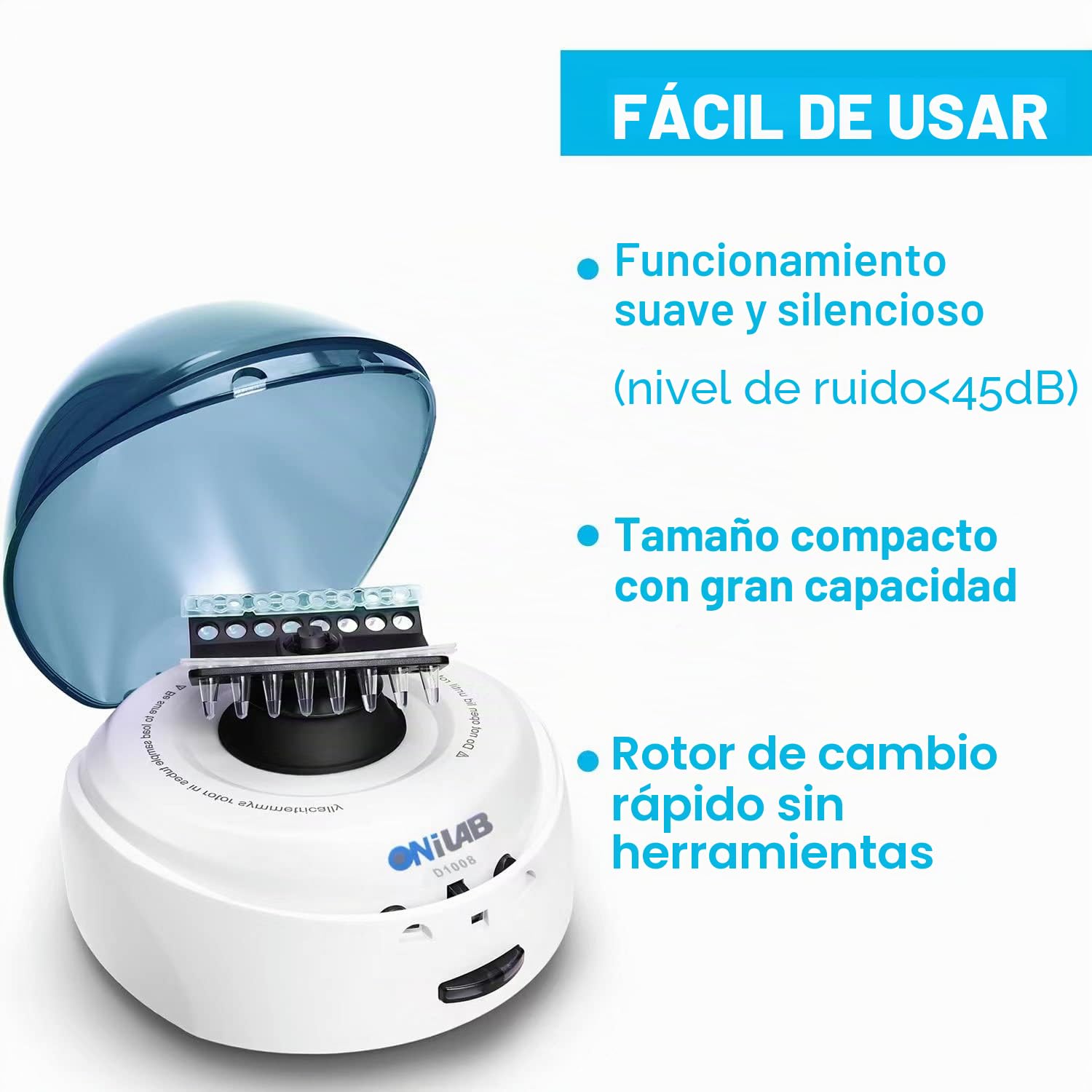 ONiLAB Centrífuga Microcentrífuga de Palma 7000RPM 2 Rotores para 8 x 0.2/0.5/1.5/2.0 ml y 32 PCR Tiras