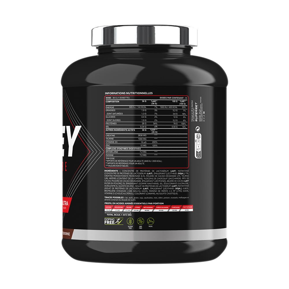 Superset Nutrition - Whey Hardcore (2kg) - Whey Protein - Explosive Kombo aus Whey und Kreatin - Brownie