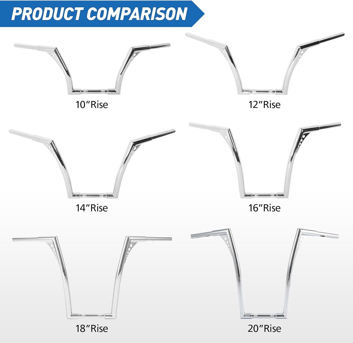 XFMT Motorcycle Handlebars 1 1/4" Ape Hangers 18" Rise Batwing Handle Bar For Harley Davidson Softail FLST FXST Sportster XL Dyna Road King, Chrome