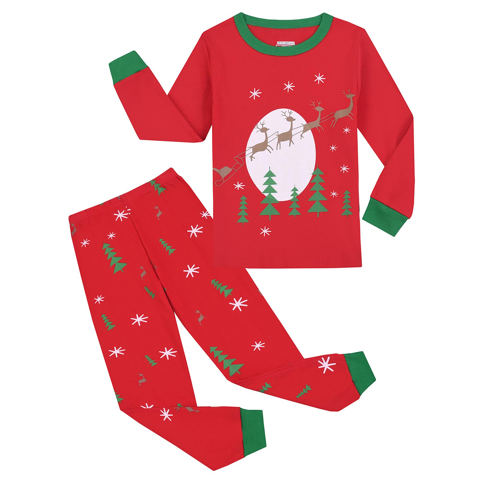 Gumyoss Pigiama di Natale per Bambini Pigiama per Bambine Maniche Lunghe Cotone Due Pezzi 2-12 Anni