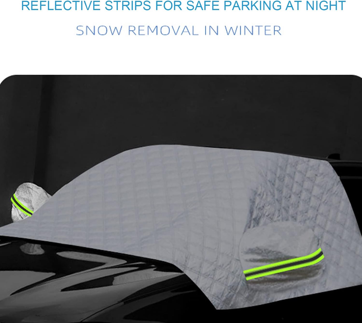 Car Windscreen Snow Cover Thick Windshield Covers with Two Mirror Reflective Bar Covers Frost Sun Dust Water Resistent Covers