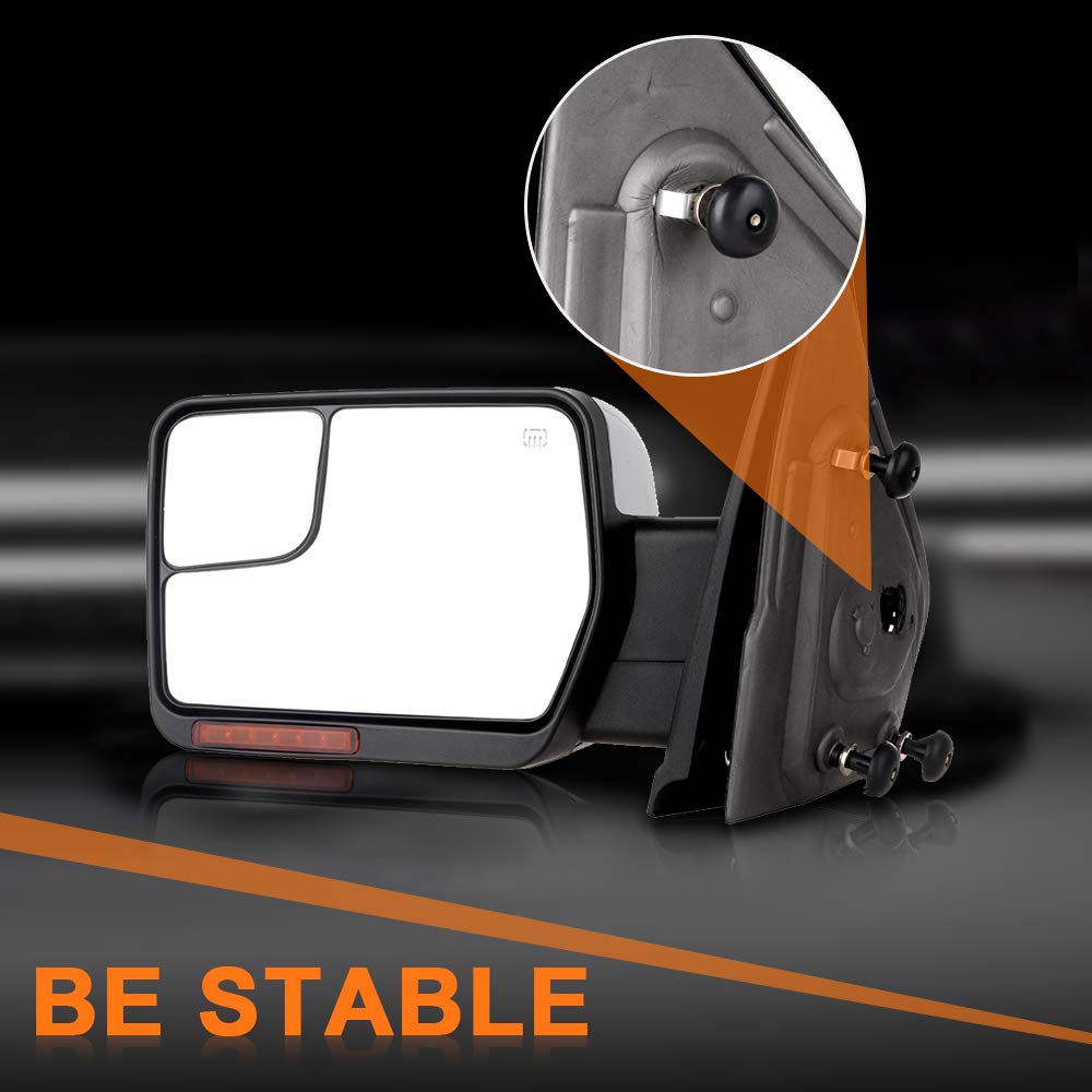ROADFAR Power Heated Towing Mirror For 2004-2014 Ford F150 - Left Side With Turn Signal & Puddle Light, Chrome - View #10
