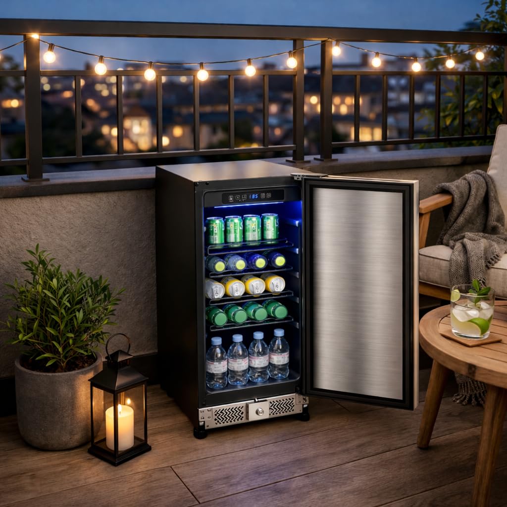 Advanics 20 Inch Beverage Refrigerator Cooler,Under Counter Drink Fridge With Glass Door, Built-In Or Freestanding, Quiet Compressor Cooling, 120 Can Capacity For Beer And Soda on Fridge.com - View 5