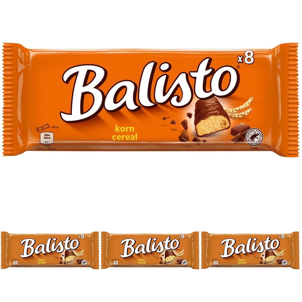 BALISTO® Multipack Korn, Getreide Schokoriegel für zwischendurch, 8x18,5g (Packung mit 4)