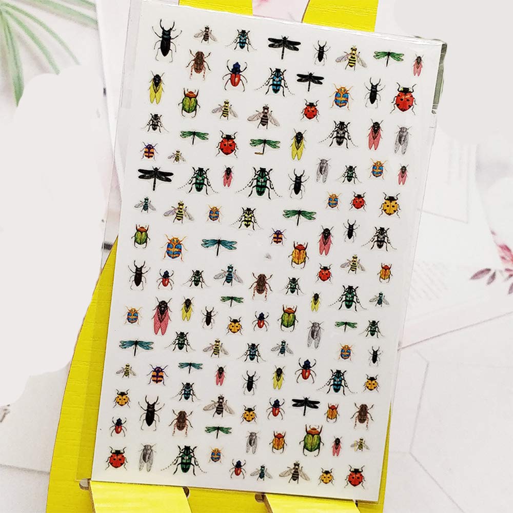 2Sheets 3D Nail Sticker Insect Bee Design Dragonfly Nail Art Decorations Stickers Foil Decals Manicure Accessories Nails Decoraciones (341)