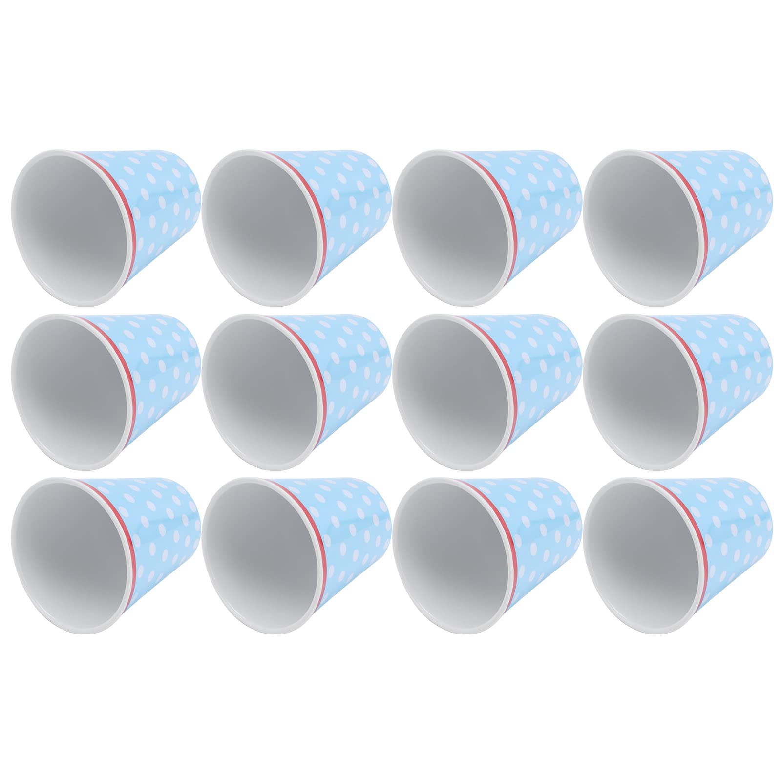 Tazze da acqua con motivo a pois, blu chiaro, tazza per bere in ceramica resistente per la casa e la scuola, 12 pezzi, 8,6 x 9 cm