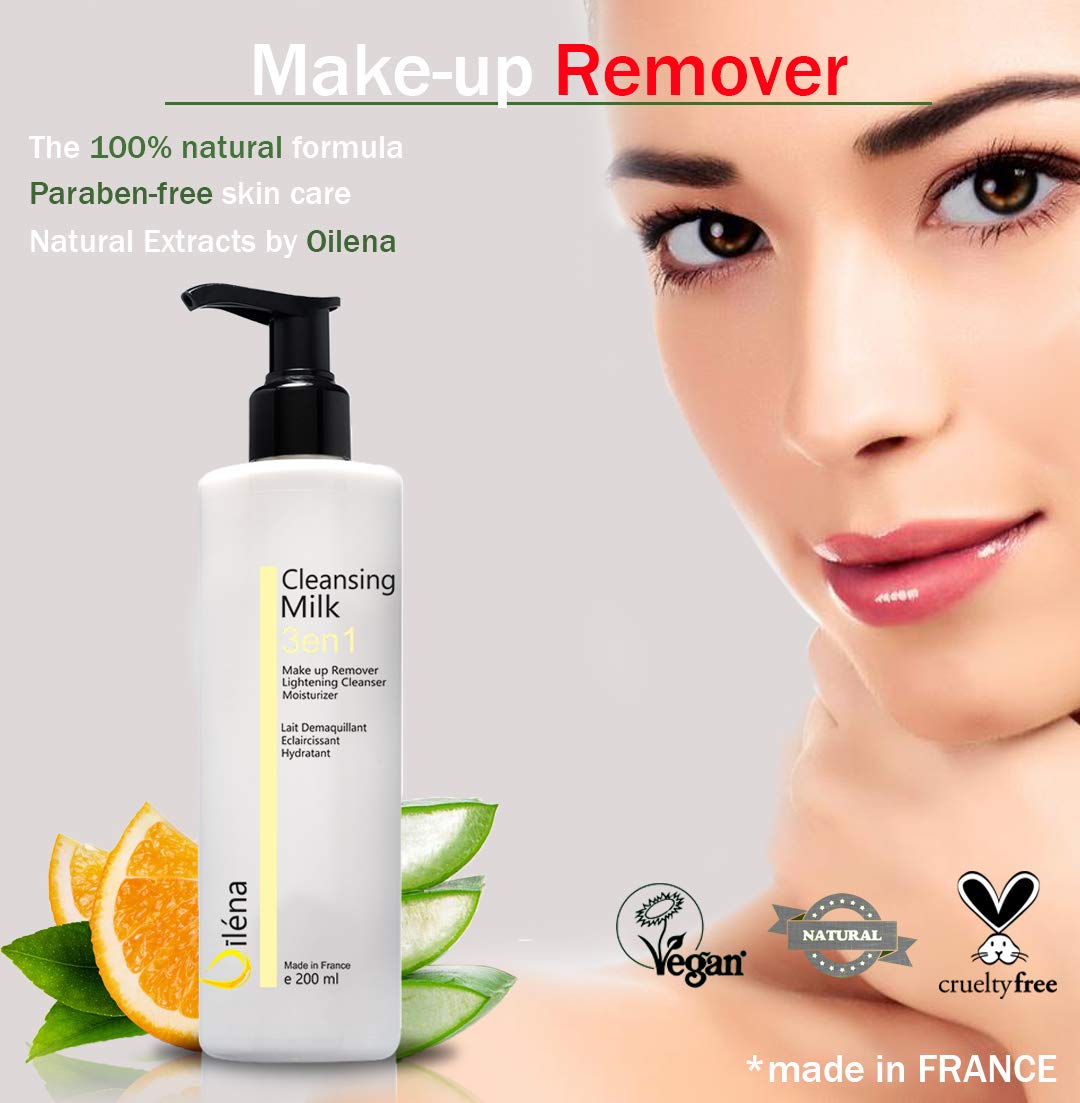 Lait Démaquillant Micellaire 3en1 – Vegan & Naturel – Démaquille Waterproof, Nettoie, Hydrate – Peaux Sensibles – Aloe Vera, Vitamine E, Amande & Papaye – 3 x 200 ml – Made in France