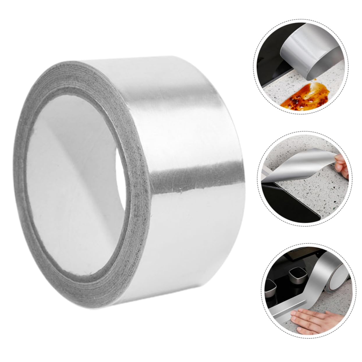 UKCOCO 5rollos Cinta De Aluminio Conductiva Para Aislamiento Térmico y Sellado Adhesiva De Alta Temperatura Para Ductos y Tuberías Para Aplicaciones Eléctricas y Proyectos De Hvac