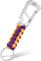 Vista 18 de KeyUnity KC00 Llavero de mosquetón de paracord, cordón de paracaídas 550 Multiherramienta para exteriores, mochilas, hombres y mujeres Negro Blanco