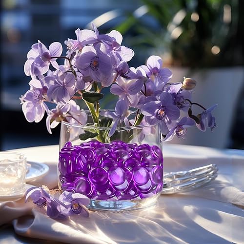 Miniatura 8 de 1200 piedras preciosas acrílicas de color morado brillante de 0.6 pulgadas para rellenos de jarrones, centros de mesa de boda de confeti de fiesta,