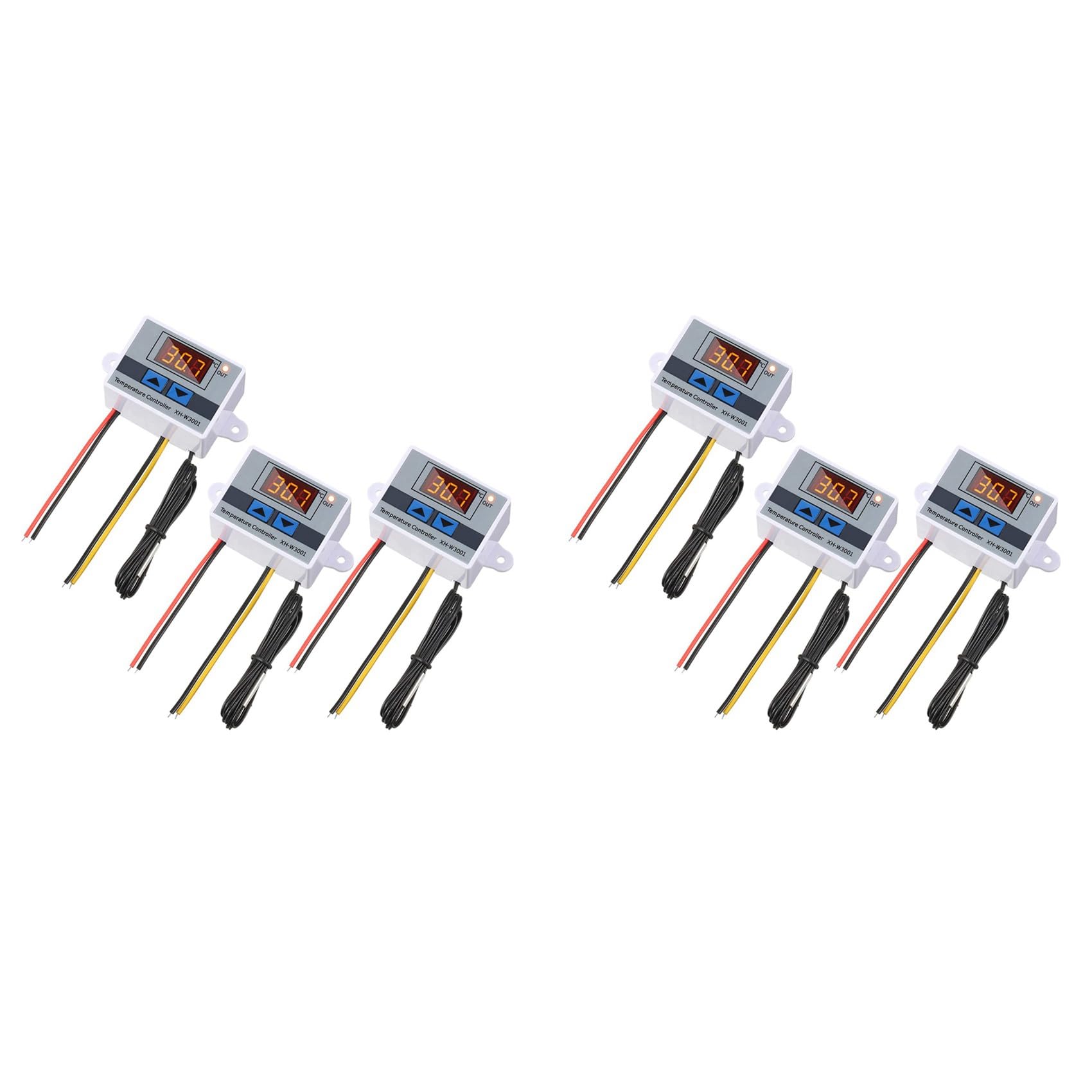 Jnchdghwa Gray 6Pcs Xh-W3001 Digital Led Temperature Controller Module Digital Thermostat Switch Electronic Thermostat (12V 10A 120W)