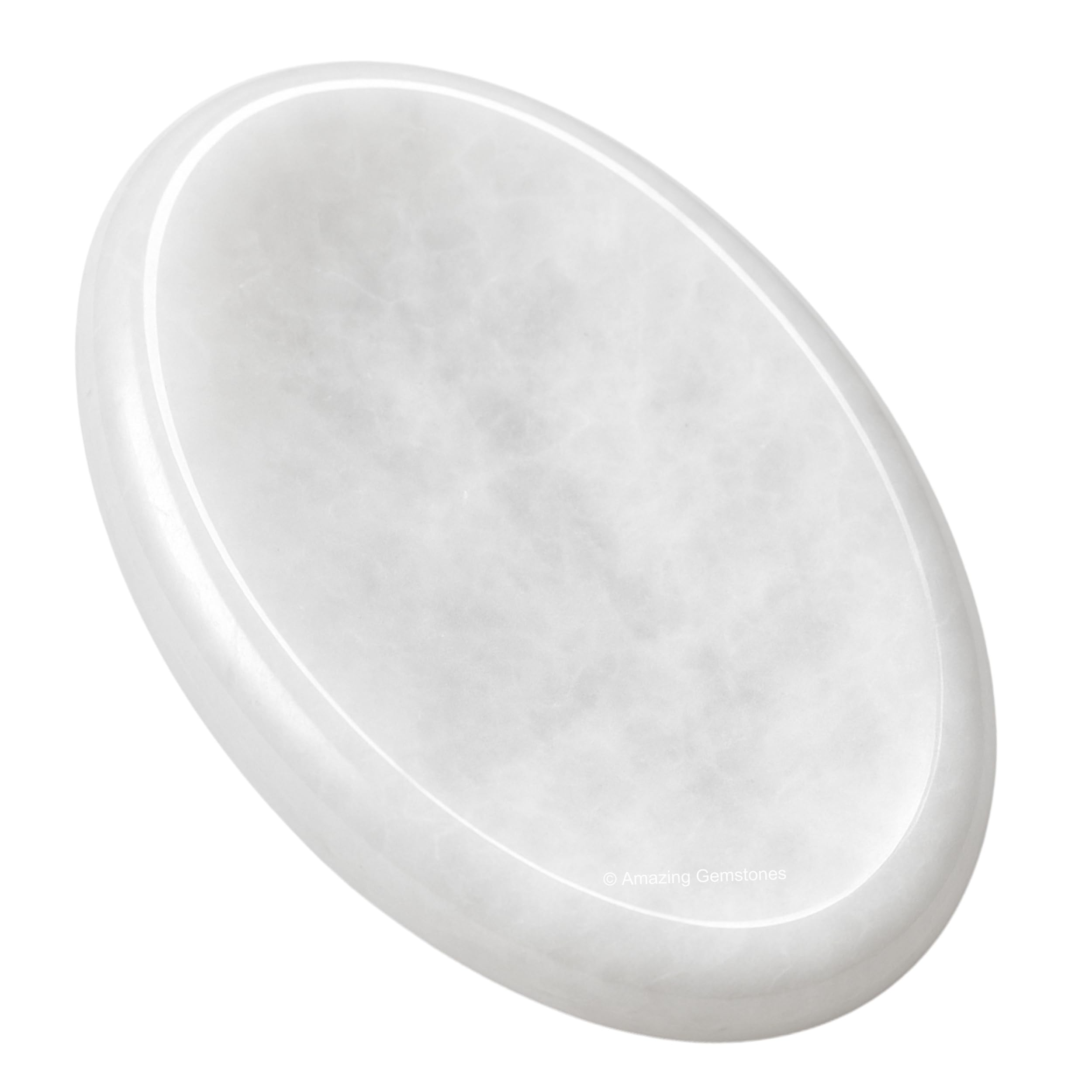 Snow Quartz Crystal Worry Stones for Anxiety, 1.5" Inches Healing Crystal