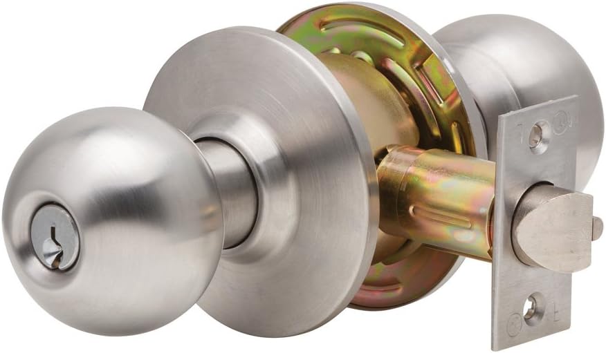 Dexter Commercial Hardware C2000-ENTR-B-630-KDC Grade2 Entry/Office Cylindrical Lock with Ball Knob Trim, Satin Chrome, 2 3/4" Backset