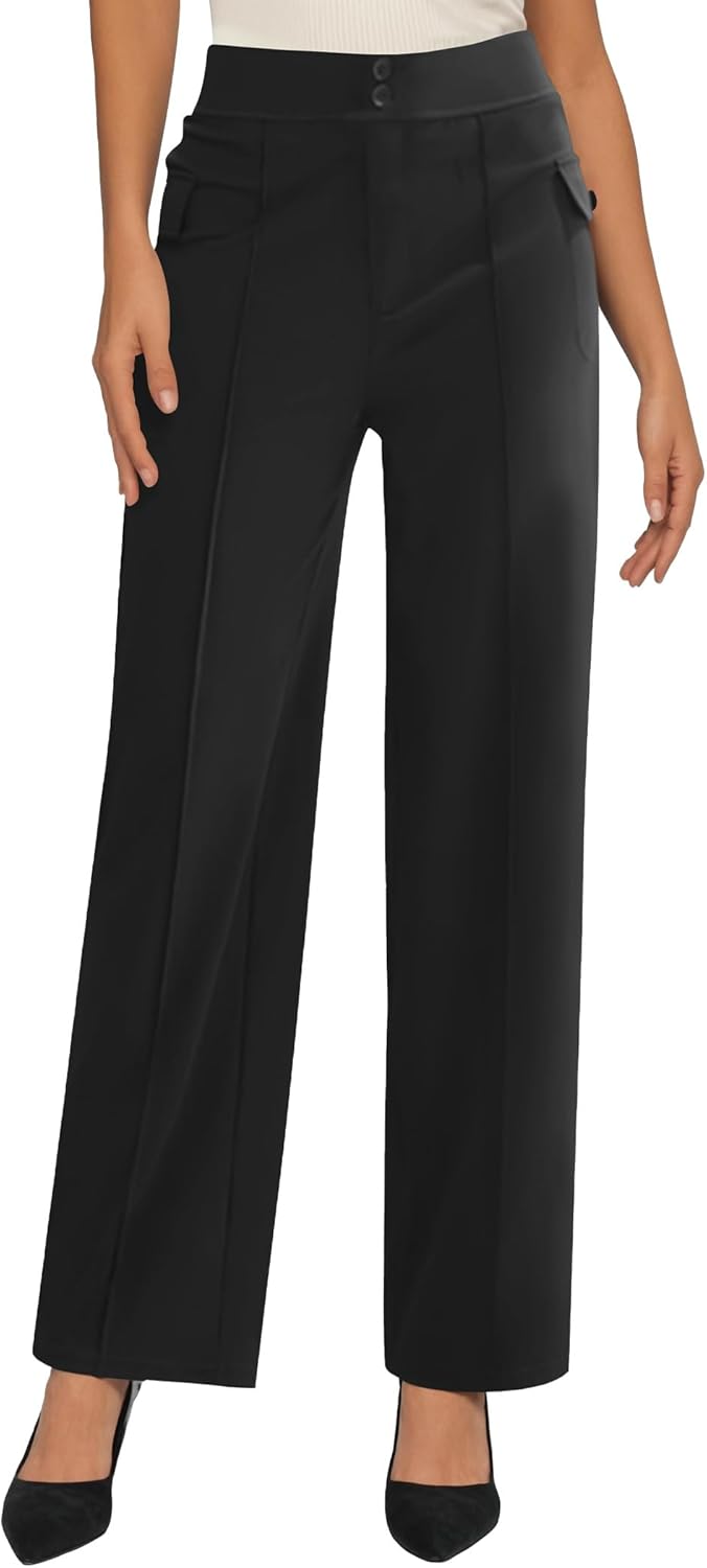 SEMARO Womens High Waist Dress Pants Business Casual Work Office Pants Wide Leg Stretchy Lounge Trousers