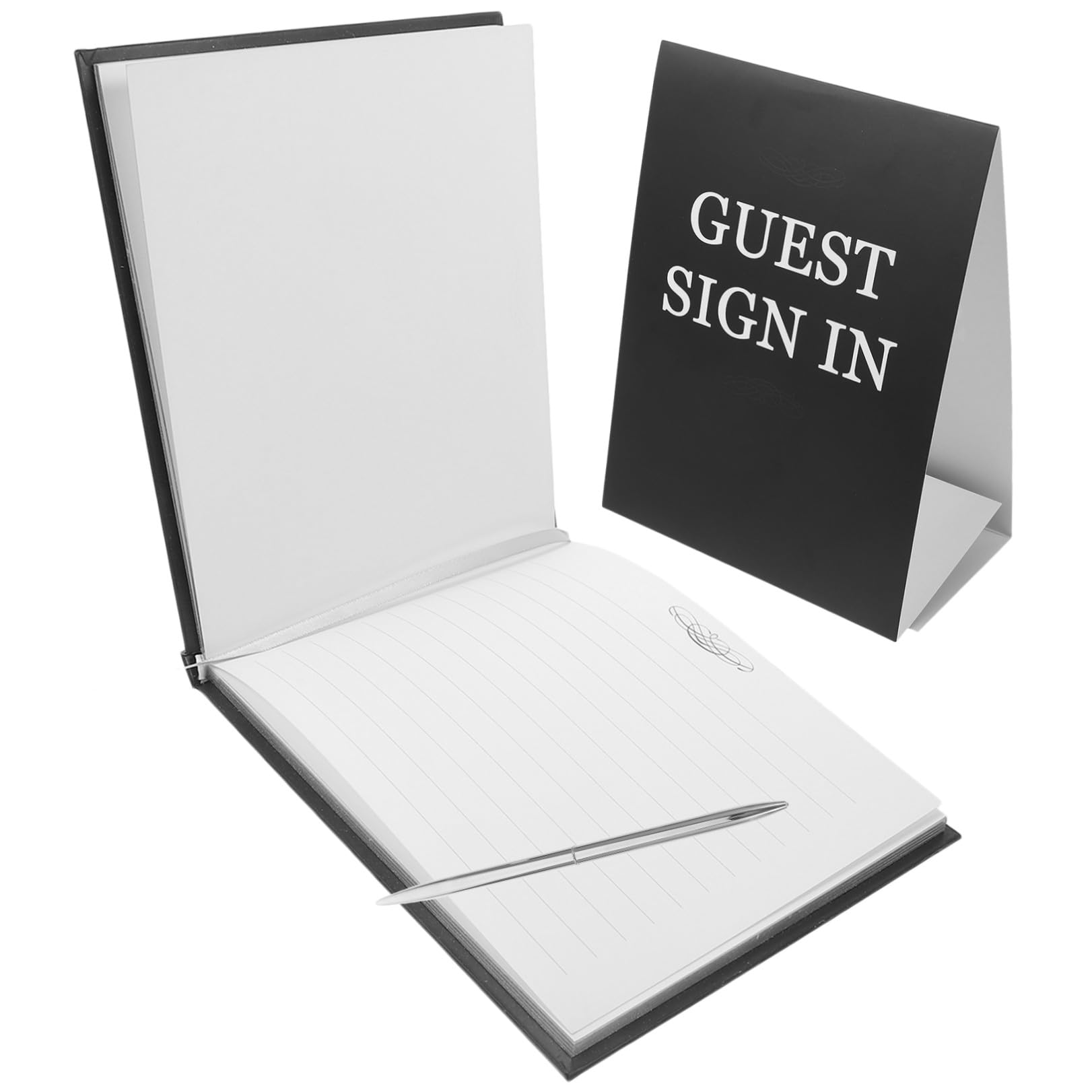 PartyKindom Libro degli Ospiti per Matrimoni in Carta e Plastico Nero, Set 1 Pezzo per Decorazione Matrimonio Spazio Firme e Messaggi
