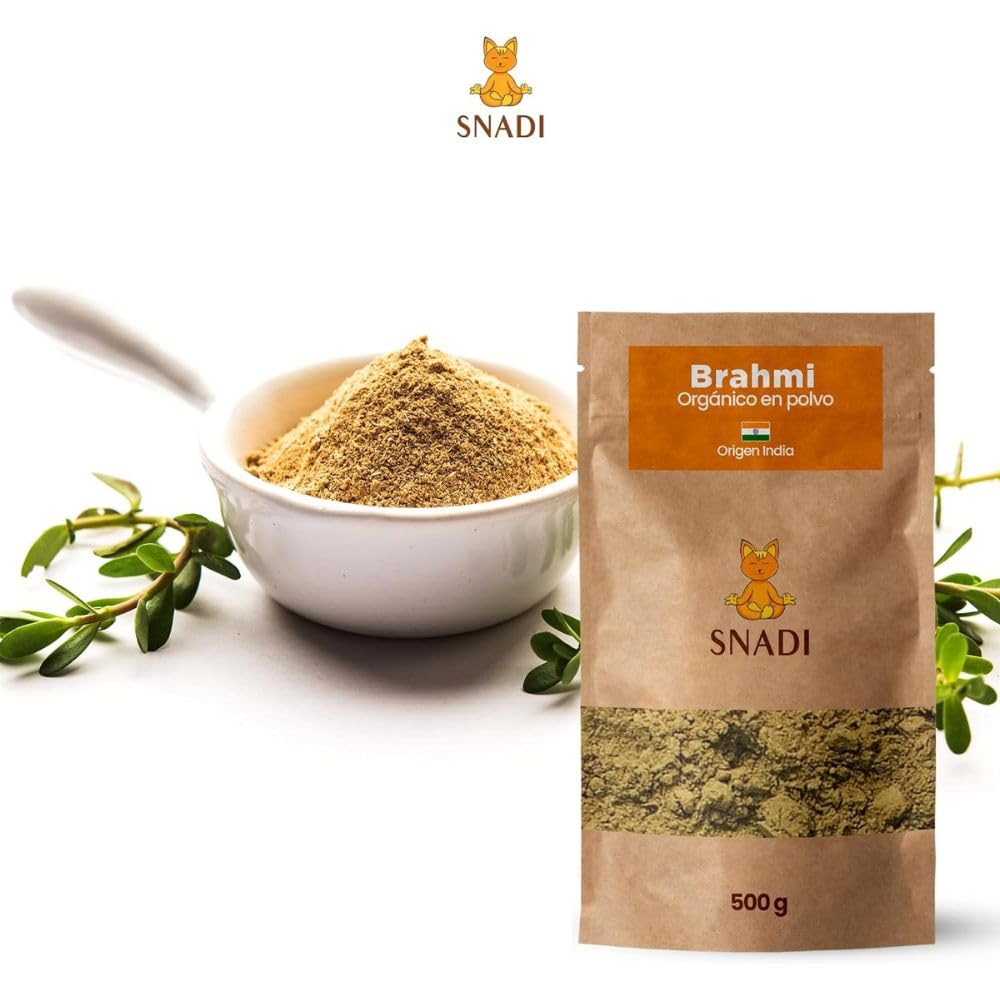 Poudre de Brahmi Organique 100%, 500g | Authentique d'Inde | Pour Cosmétiques DIY | Sachet Doypack | Argile Ghassoul, Capsules Végétales, Bacopa Monnieri