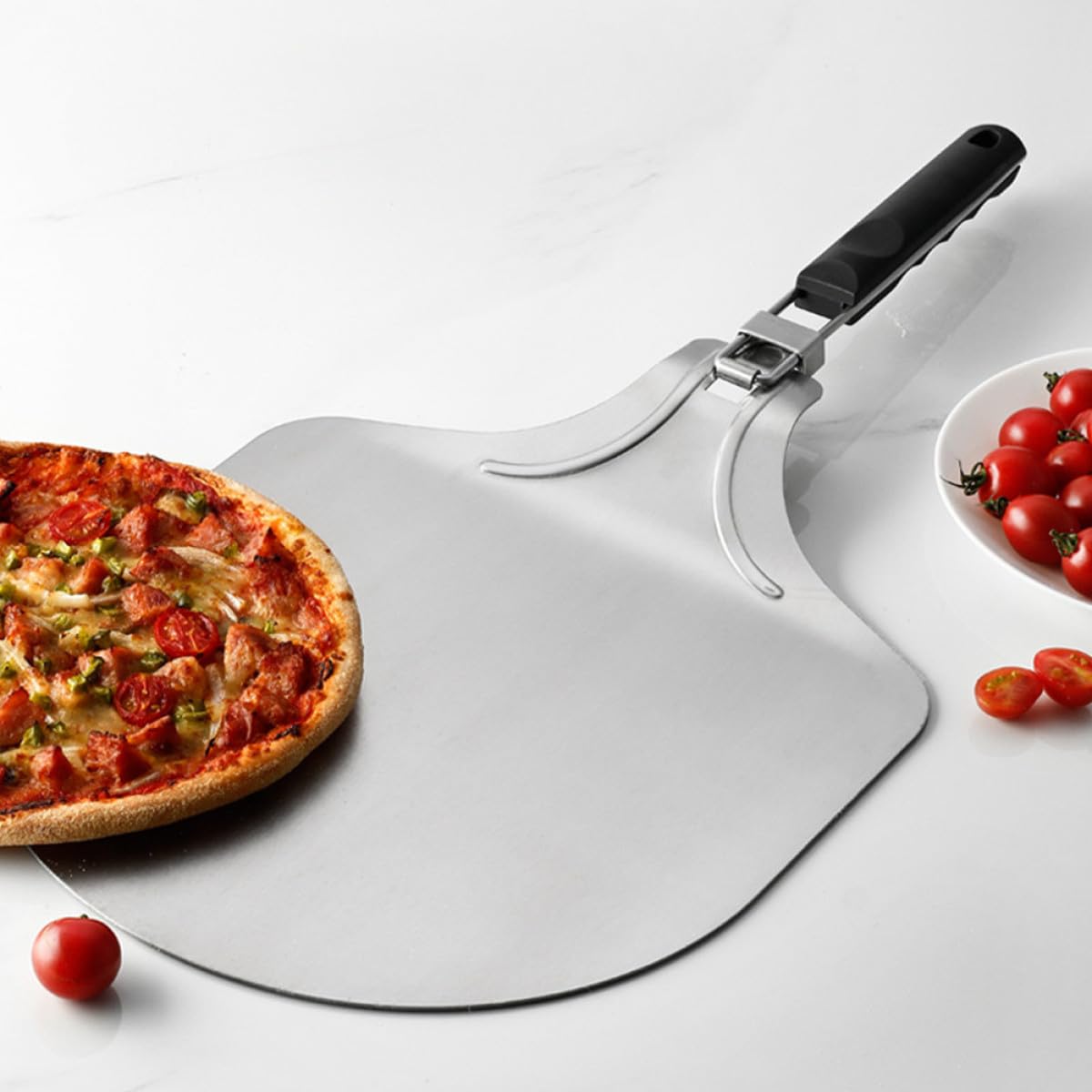 Alasum Pala Design e da Pizza in per Inossidabile Pieghevole Acciaio 12 Pollici Ergonomico Antiruggine, Utensile da Cucina Casa e Pizzeria